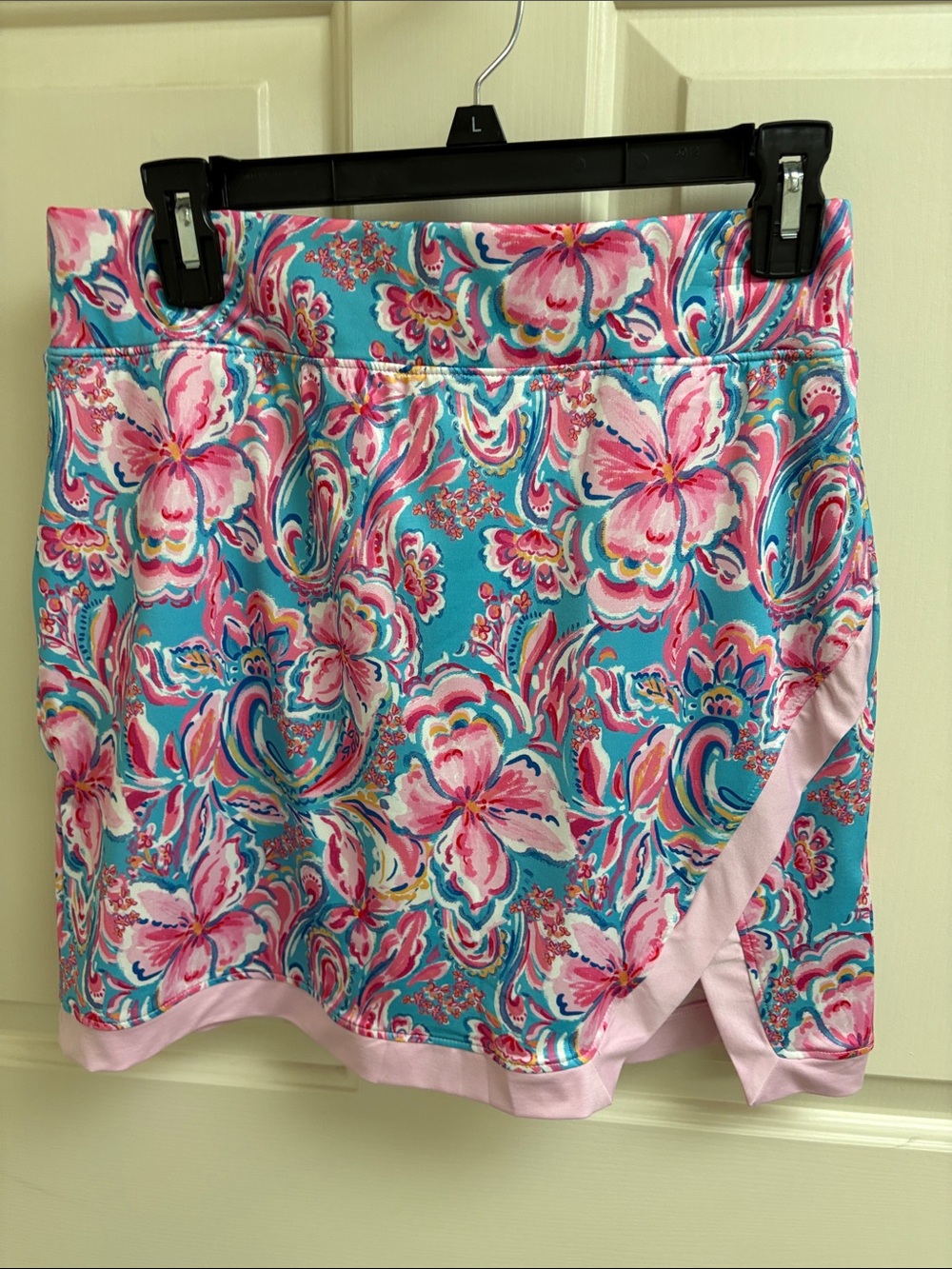 Floral Print A-Line Skort in Turquoise and Pink